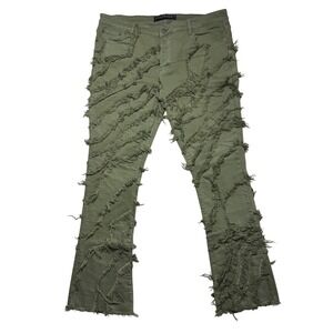 VALABASAS "GRIT" LIGHT EMERALD STACKED FLARE JEAN‎ Men's Size 42x36